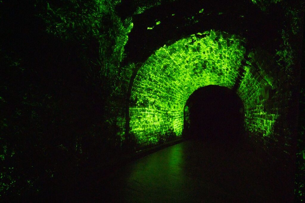 El Pasillo Luminoso adquiere esta tonalidad verde al ser iluminado.